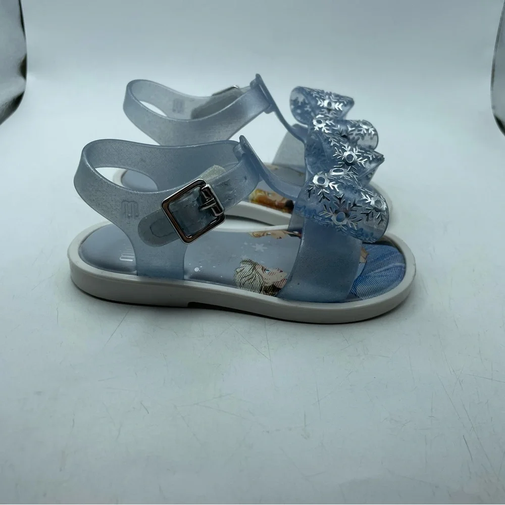 Mini Melissa X Disney Frozen girls Blue Sandals with Bow size 7C